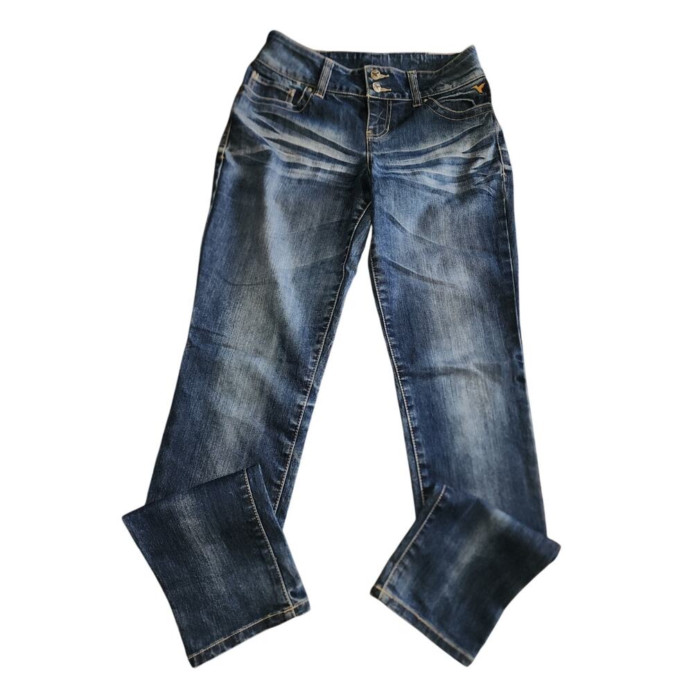 Grane Jeans Women Denim Med Wash Low Rise Whiskered Jeans Size 11